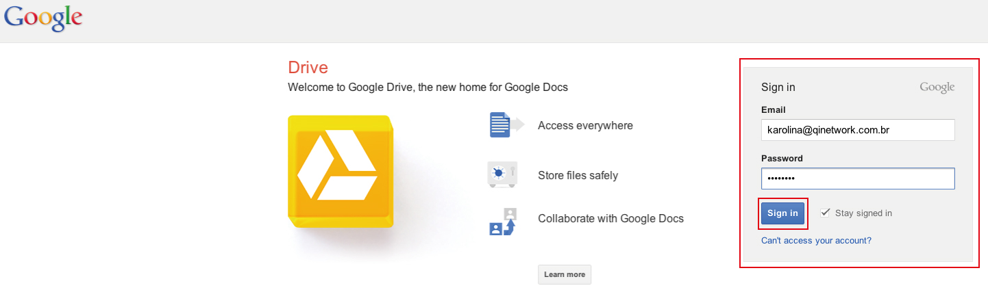 Login Google Drive